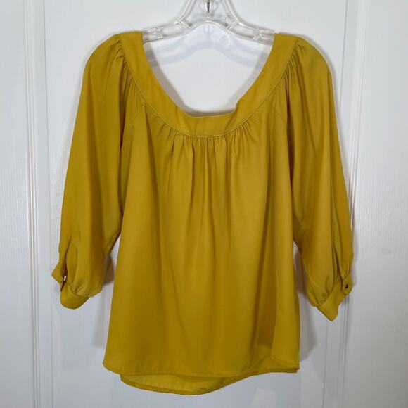 Anthropologie Maeve Yanna Boatneck Top Gold Yellow Three Quarter Sleeves S - Picture 6 of 6
